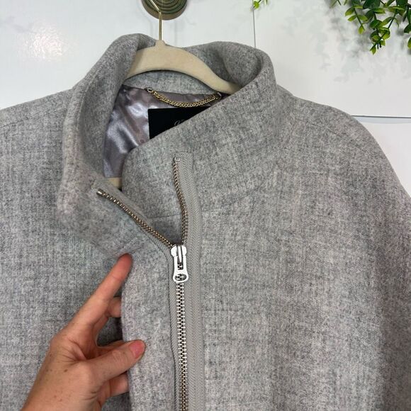 J. Crew Cocoon Coat Womens Sz 20 Gray Italian Stadium Cloth Wool Blend Full Zip - Picture 9 of 16